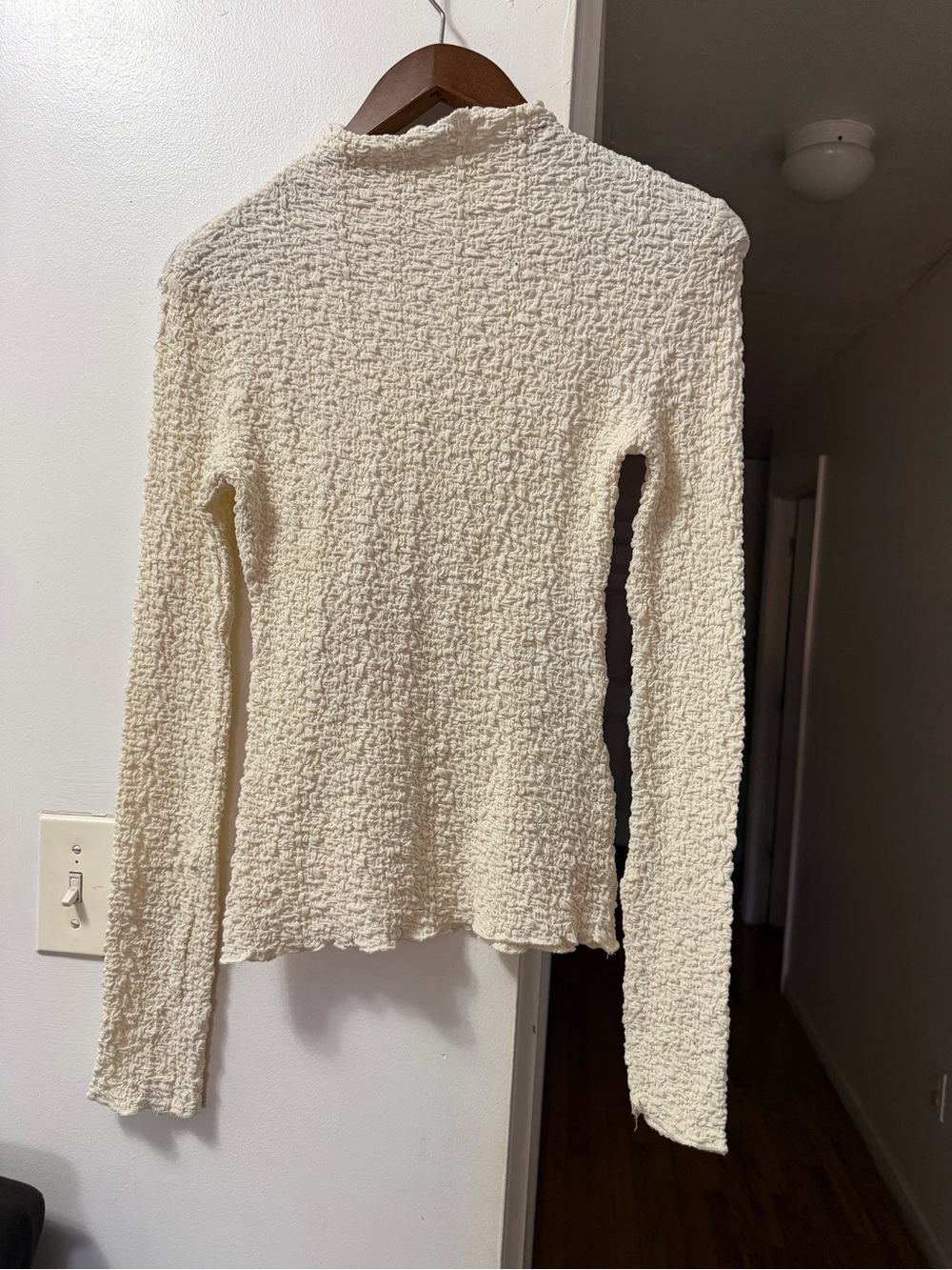 Zara Cream Textured Long-Sleeve Top